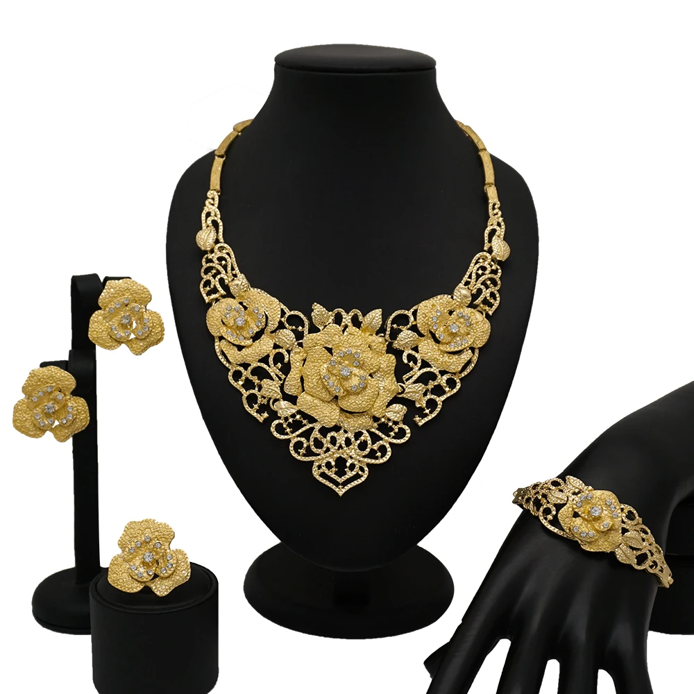 Fashion Jewelry Sets Nigeria Dubai Gold for Women Africa Bead Bridal Yellow Set Wedding Gifts | Украшения и аксессуары