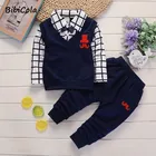 Комплект одежды для мальчиков Bibicola, Рождественский комплект одежды, футболка и штаны для маленьких мальчиков, весна-осень