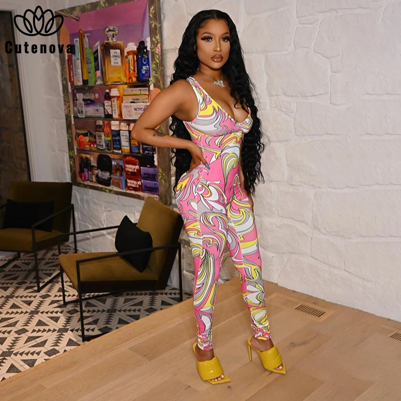 

Женский Облегающий комбинезон с принтом, лето 2021