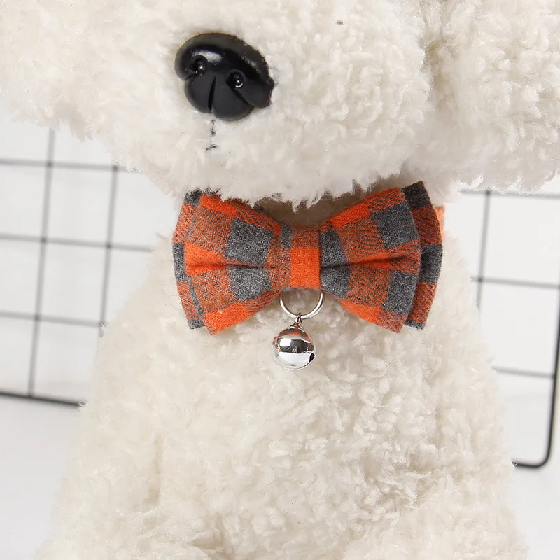 Цветной клетчатый ошейник для маленьких собак ожерелье с колокольчиками в