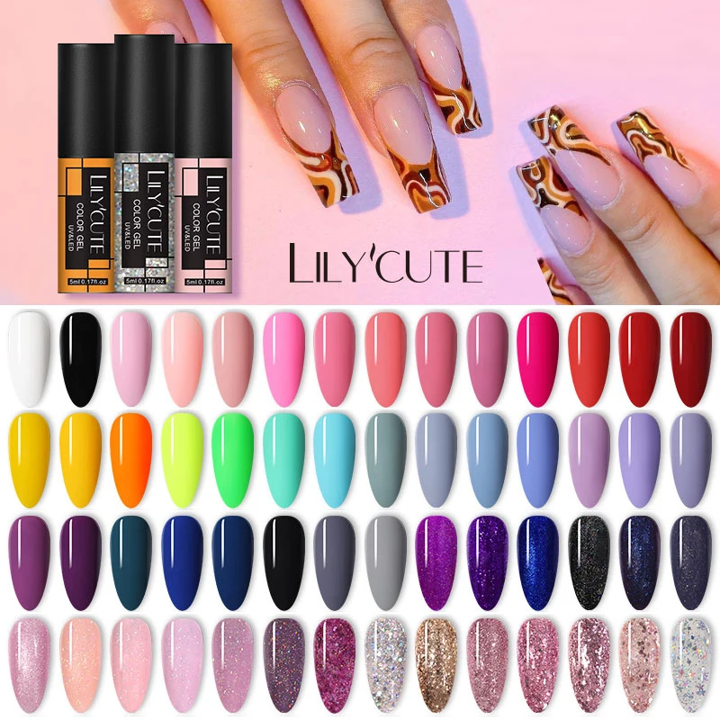 LILYCUTE розовое золото УФ Гель-лак Блестки для ногтей лак био-Гели Soak Off блестящие