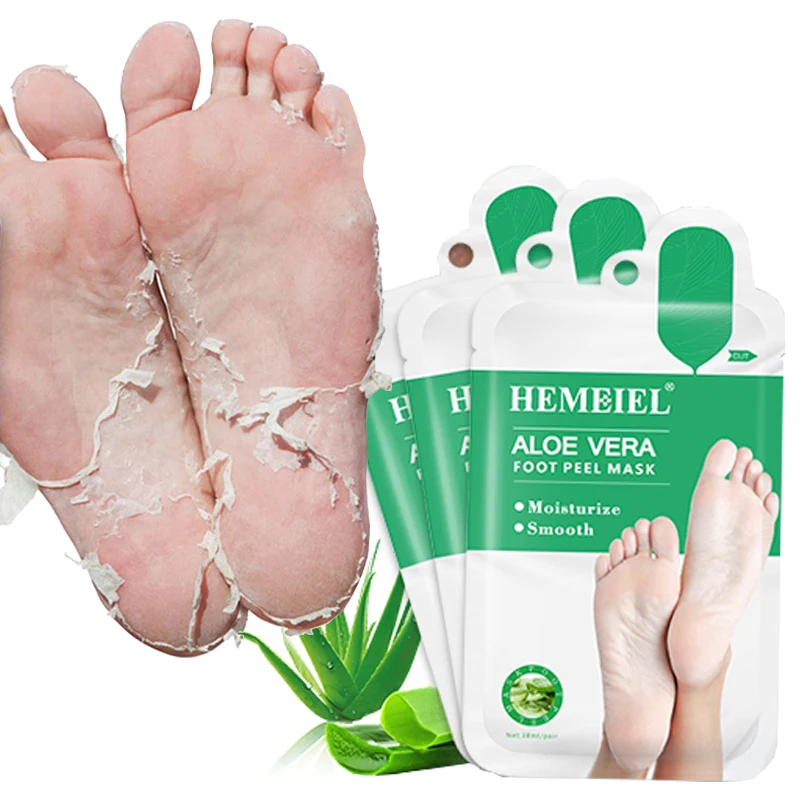 

HEMEIEL Aloe Vera Foot Peel Mask Exfoliating Moisturizing Tender Pedicure Socks Remove Dead Skin Calluses Whitening Anti Crack