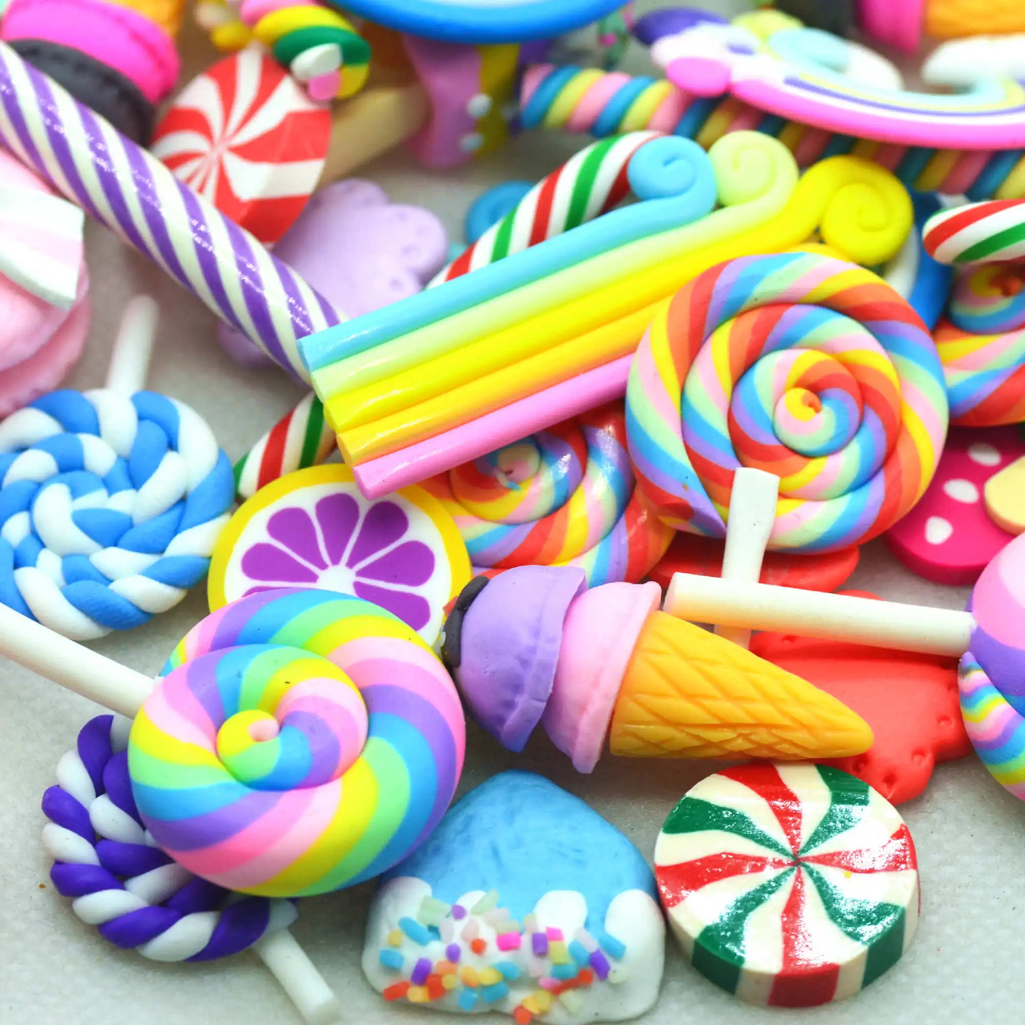 Смешанные плоские полимерные глины Радужный леденец Конфеты Кабошоны миниатюры