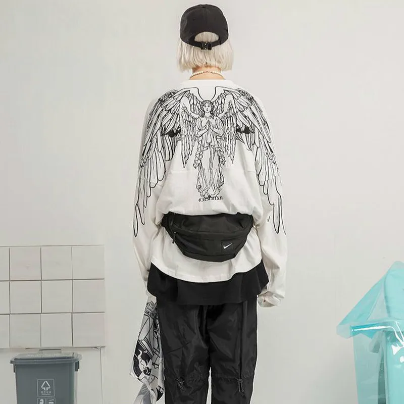 

KOSAHIKI Harajuku Hoodies Korean Angle Print Women Pullovers 2021 Spring Fashion Streetshirt Loose Casual Ropa Mujer 11a037