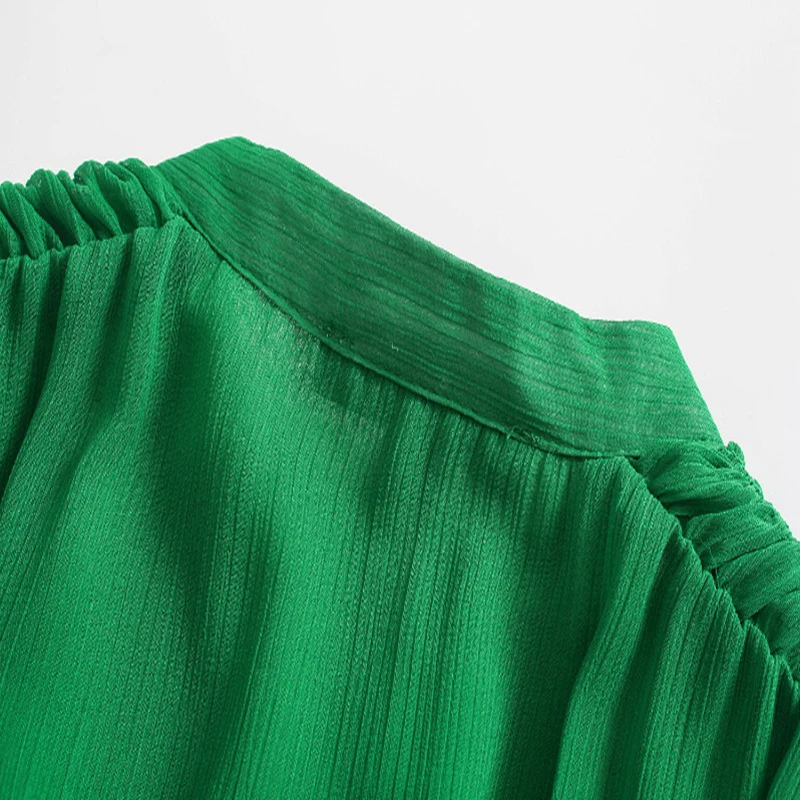 Женское элегантное платье-рубашка зеленого цвета модное длинное платье с