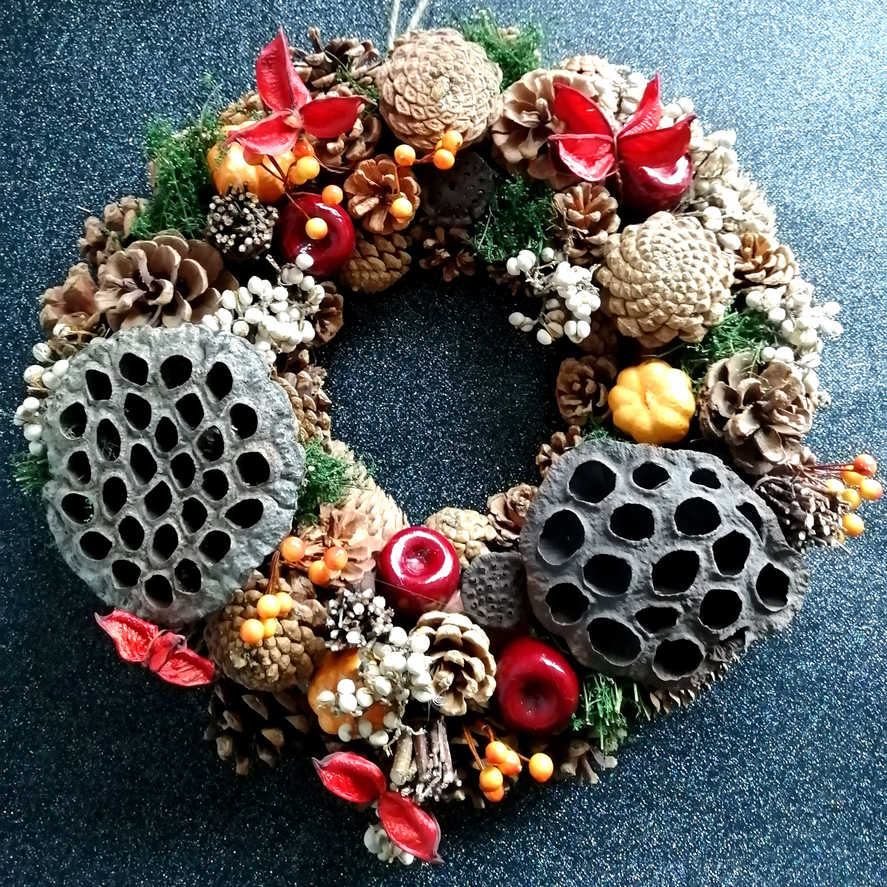 2020 Рождественский дверной венок новогодние венки Рождественские Зимние сушеные