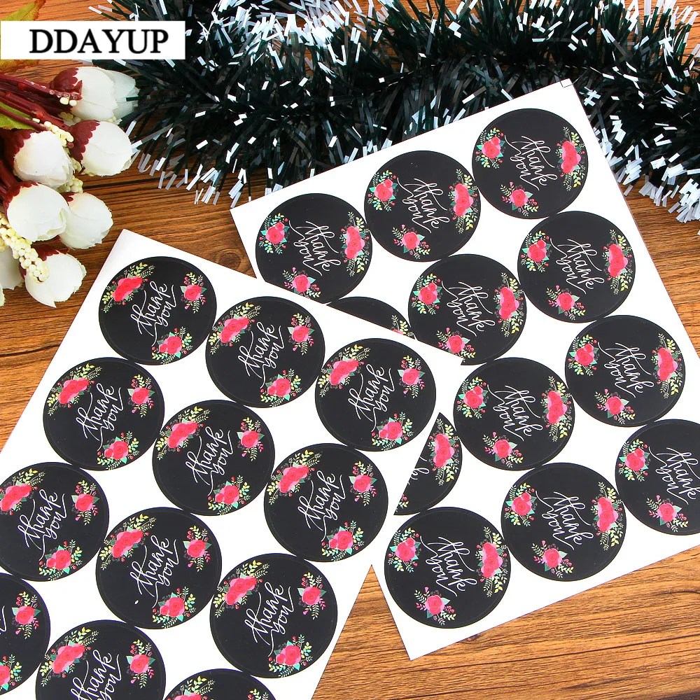 

120 шт./лот, милый цветок, серия спасибо, Круглый уплотнитель, наклейки, многофункциональные DIY декоративные подарки, упаковка, этикетки для вы...