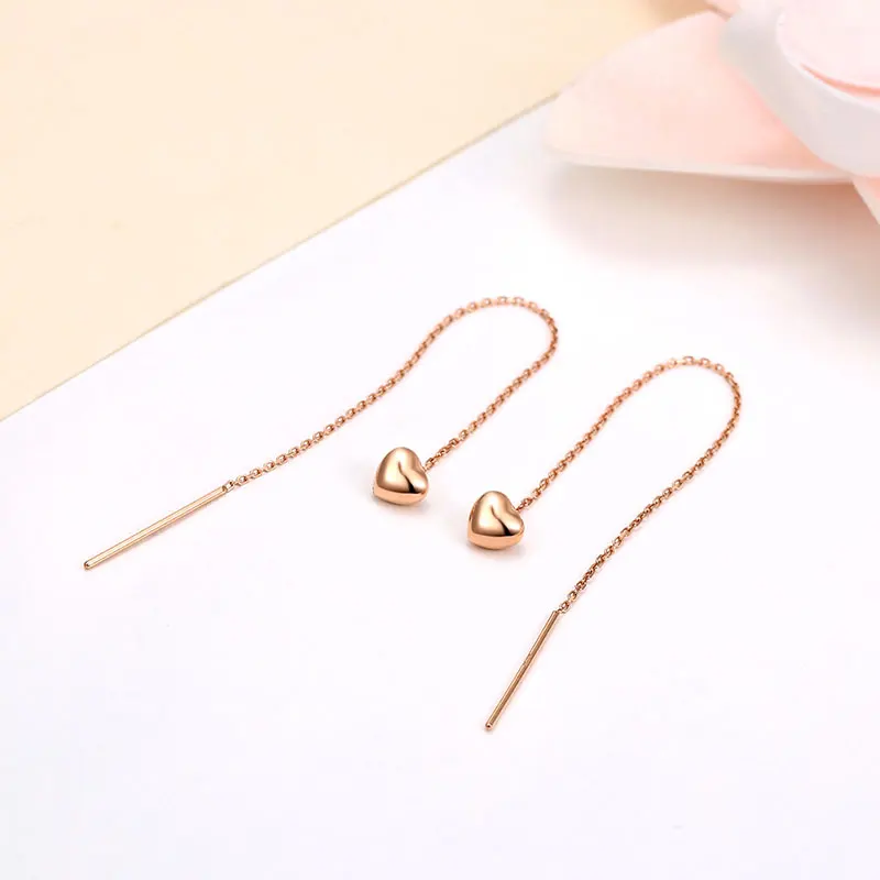 Женские серьги-гвоздики из розового золота в форме сердца 86 мм | Украшения и
