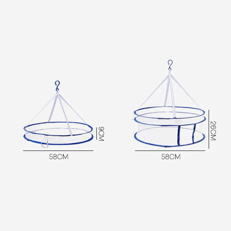 

Portable Foldable Drying Rack Hook Drying Rack Hanging Clothes Laundry Basket Dryer Net Double-layer Wash Drying Clothes Basket