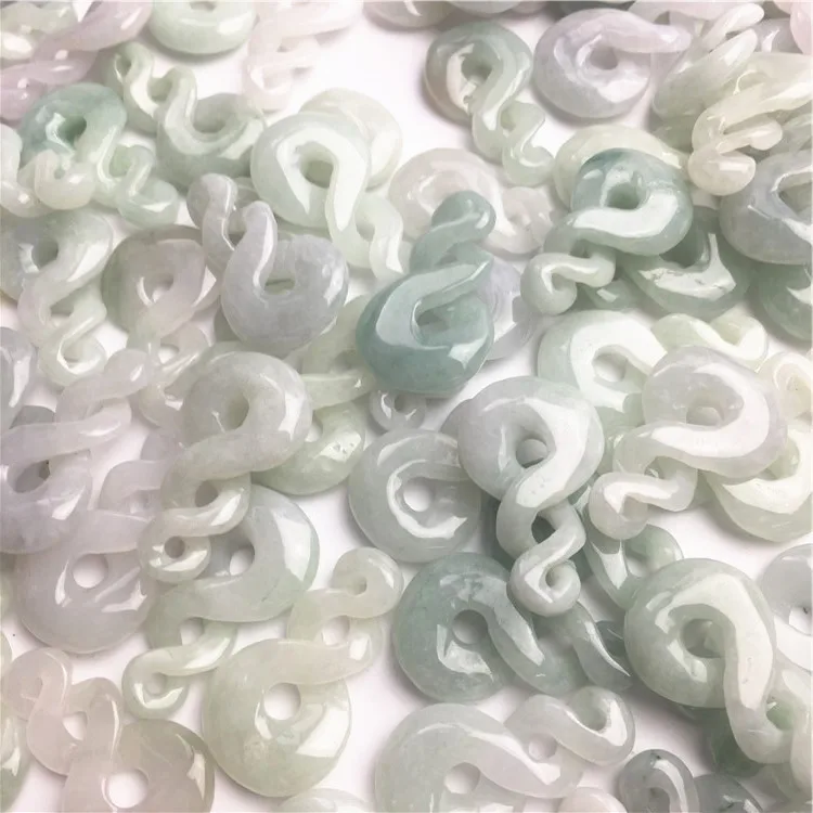 Крученый натуральный зеленый нефрит класса А тип ледяной Бирма кулон бисер