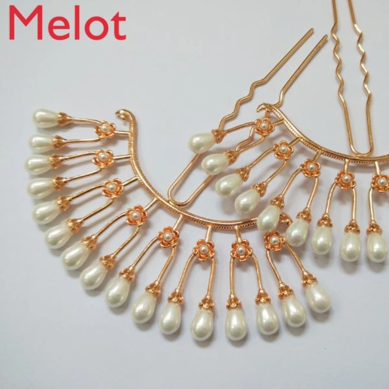 

Pearl Row Hairpin Pearl Hair Pack Ming Hair Clasp Accessories Row Hairpin Embellishment Back Pressure