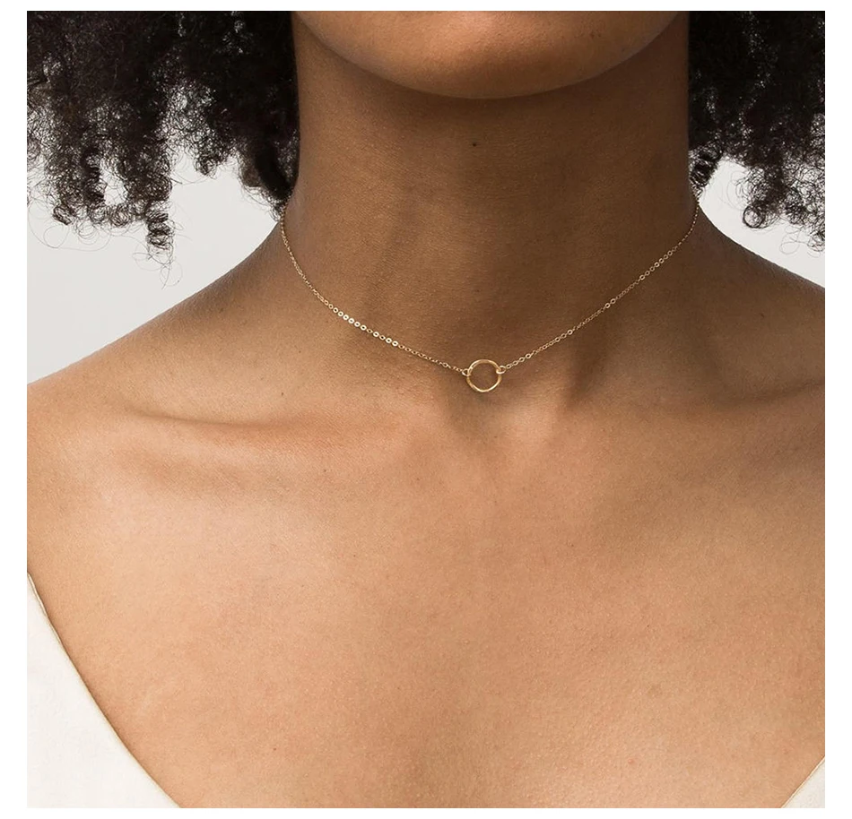 F.I.N.S Trendy Clavicle Choker Necklace for Women Stainless Steel Chic Charm Uneven Circle Pendant | Украшения и аксессуары