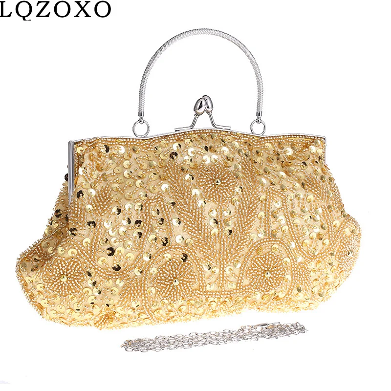 Hollow Out Style Day Clutch With Handle Flower Ladies Purse Soft Beading Embroidery Party Evening Bags