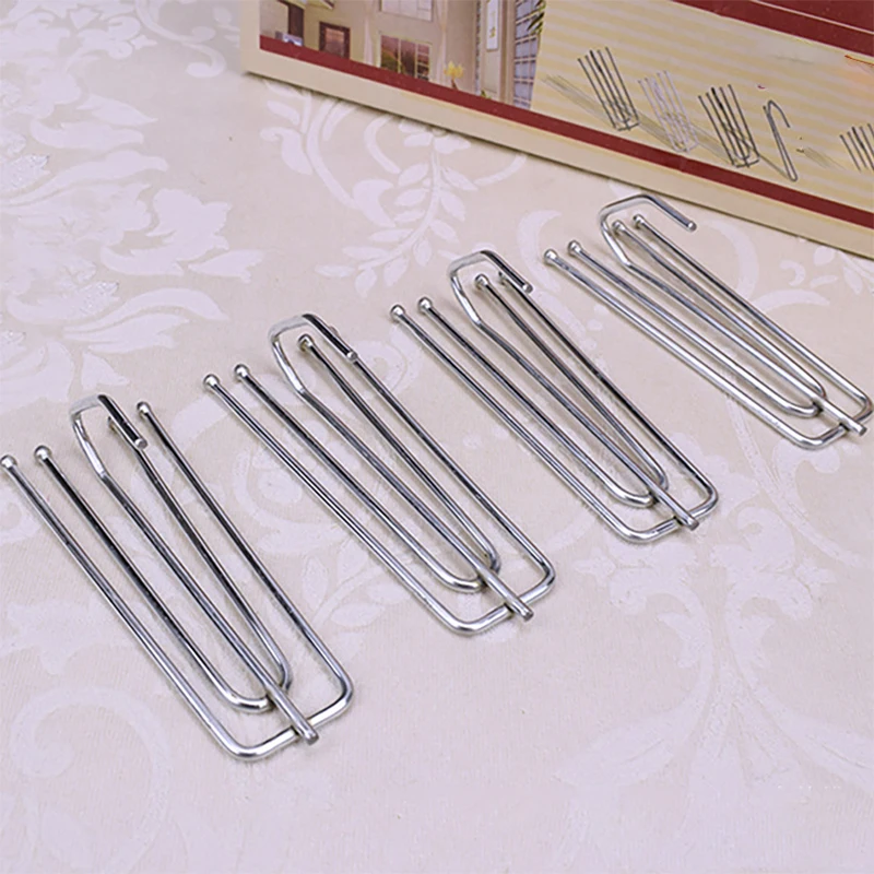 

50pcs 4-Prong Curtain Hooks Drapery Curtain Hanging Hooks Bathroom Shower Curtains Accessories Four-Claw Hook for Window Curtain