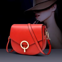2021 retro luxury half round shape lock saddle bag hard cow leather women crossbody shoulder bag famous brand daily purse