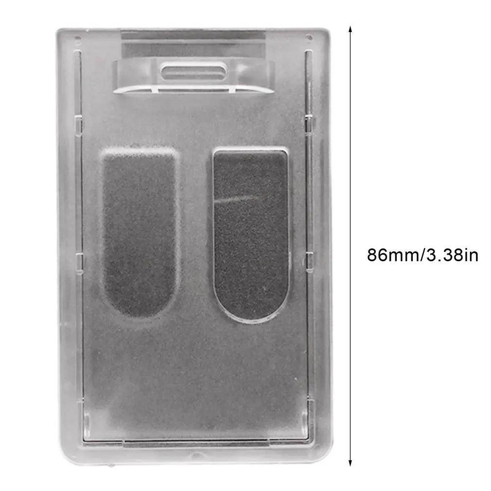 

Vertical Solid Transparent PC Matte ID Card Shell With Dual Card Slots Internal Card Holder Employee ID Badge Holder