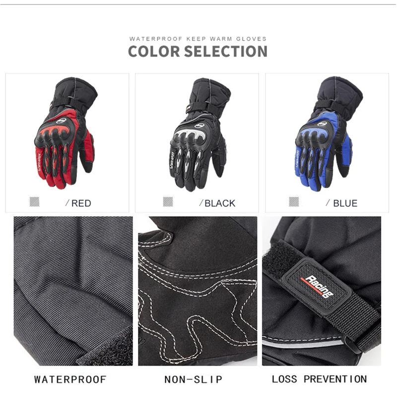 Новые мотоциклетные перчатки мужские 100% водонепроницаемые ветрозащитные зимние
