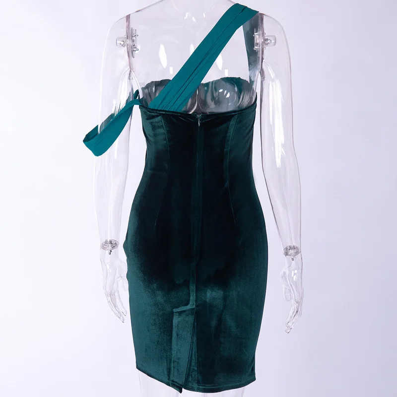 Женское вечернее платье vestidos vestido на одно плечо, бархатное сексуальное платье для вечеринки, женское платье, Размеры s m l