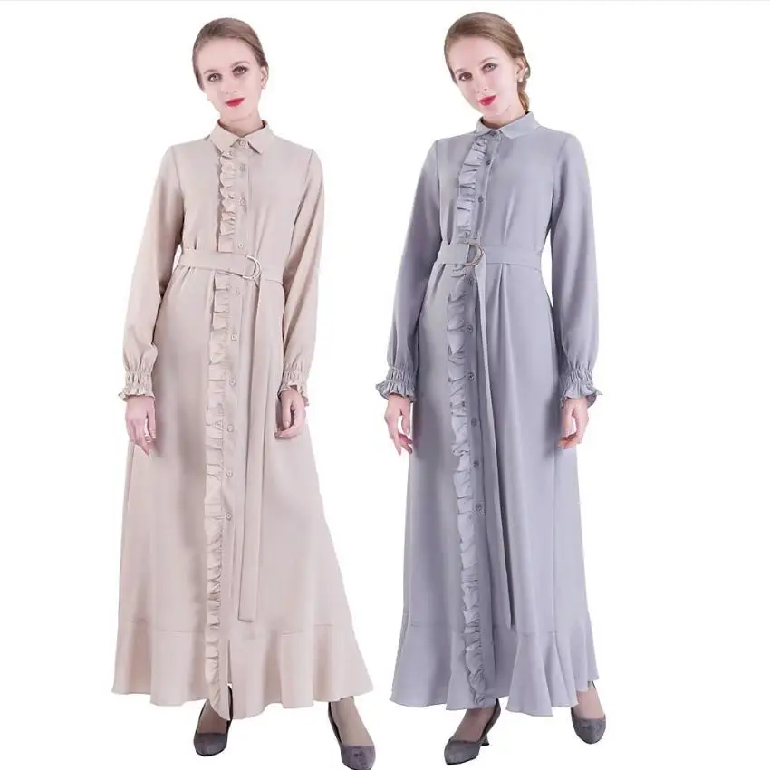 Мусульманское платье для взрослых, с оборками, с ремнем, Арабская Мода