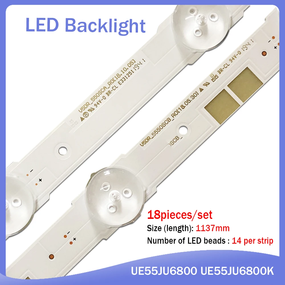 New 18 PCS/set LED strip for Sam sung UE55JU6800 UE55JU6800K V5DR_550SCA_R0 V5DR_550SCB_R0 BN96-38482A BN96-38481A