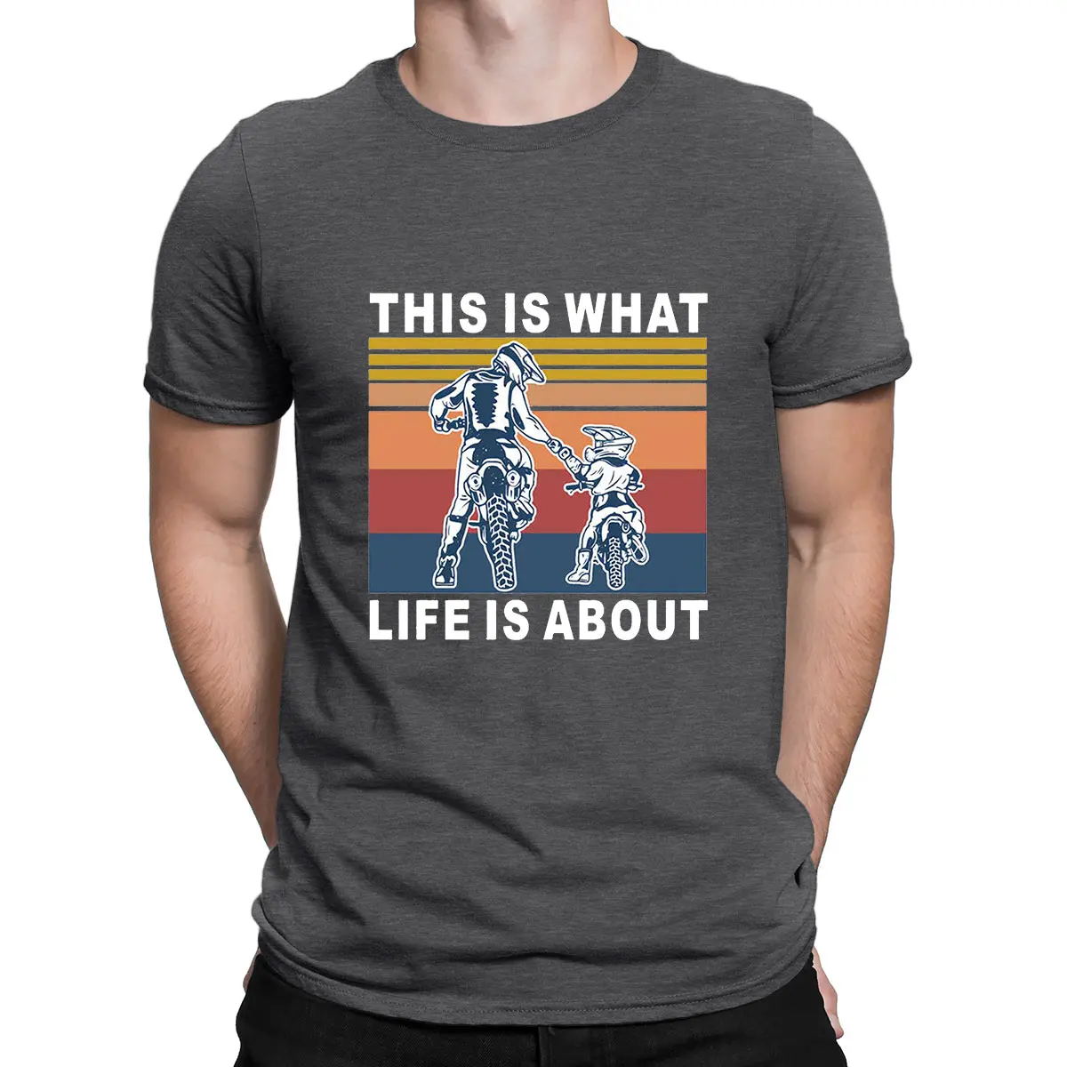 

This Is What Life Is About Dad And Son Motocross Dirt Bike Print T Shirt Loose Short Sleeve Funny For MenTops Father's day Gift
