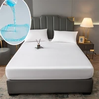 waterproof bed sheets solid elastic fitted sheet home hotel mattress cover queen double king size bedsheet pillowcase need order