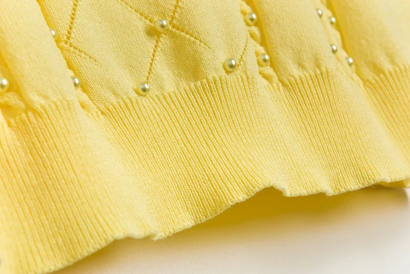 

New 2020 Thin Sweater t shirt Harajuku Women Knitted Hollow Out Beading Camiseta Tee Shirt Twist Femme Casual Short Sleeve Top