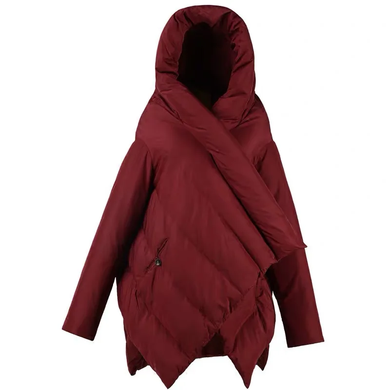 High Quality 2021 New Fashionable Down Cocoon Coat Women Parka Winter 90% White Duck Warm Jacket Special Design Plus Size | Женская