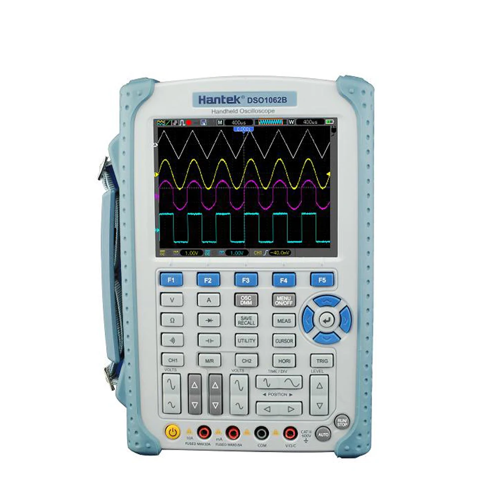 

Hantek DSO1062B Digital Handheld Oscilloscope Multimeter 2CH 60MHz 1Gsa/S sample rate 1M Memory Depth 6000 Counts DMM