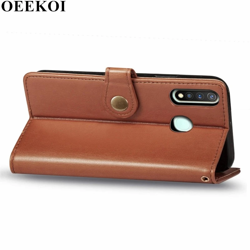 OEEKOI чистый цвет из искусственной кожи бумажник флип чехол для Vivo Y19 | Мобильные