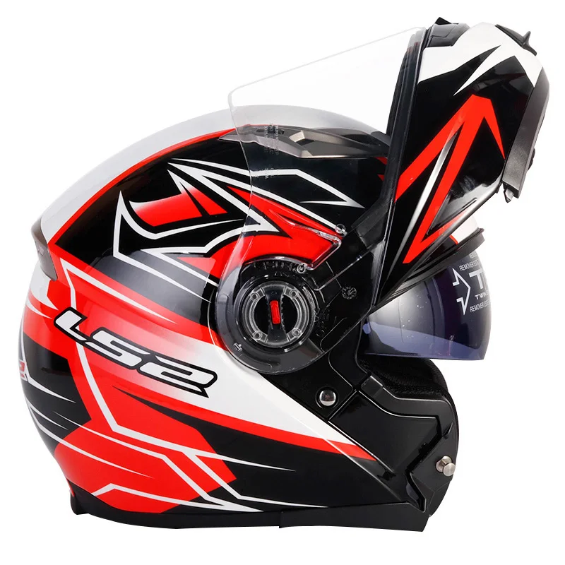 LS2 FF370 бездорожье Флип Полный уход за кожей лица Мотокросс Мотоцикл мото Шлем Capacete каско с двойной щит козырек ECE - Цвет: Black Red White