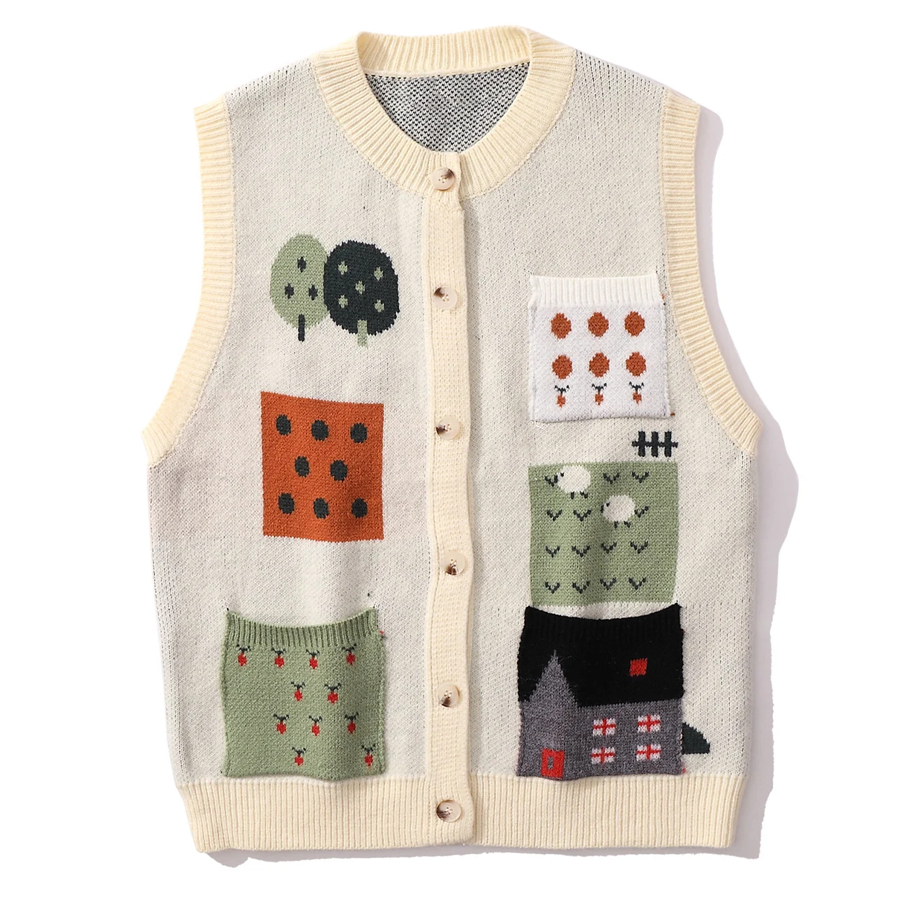 

Вязаный жилет Харадзюку, кардиган без рукавов, уличная одежда