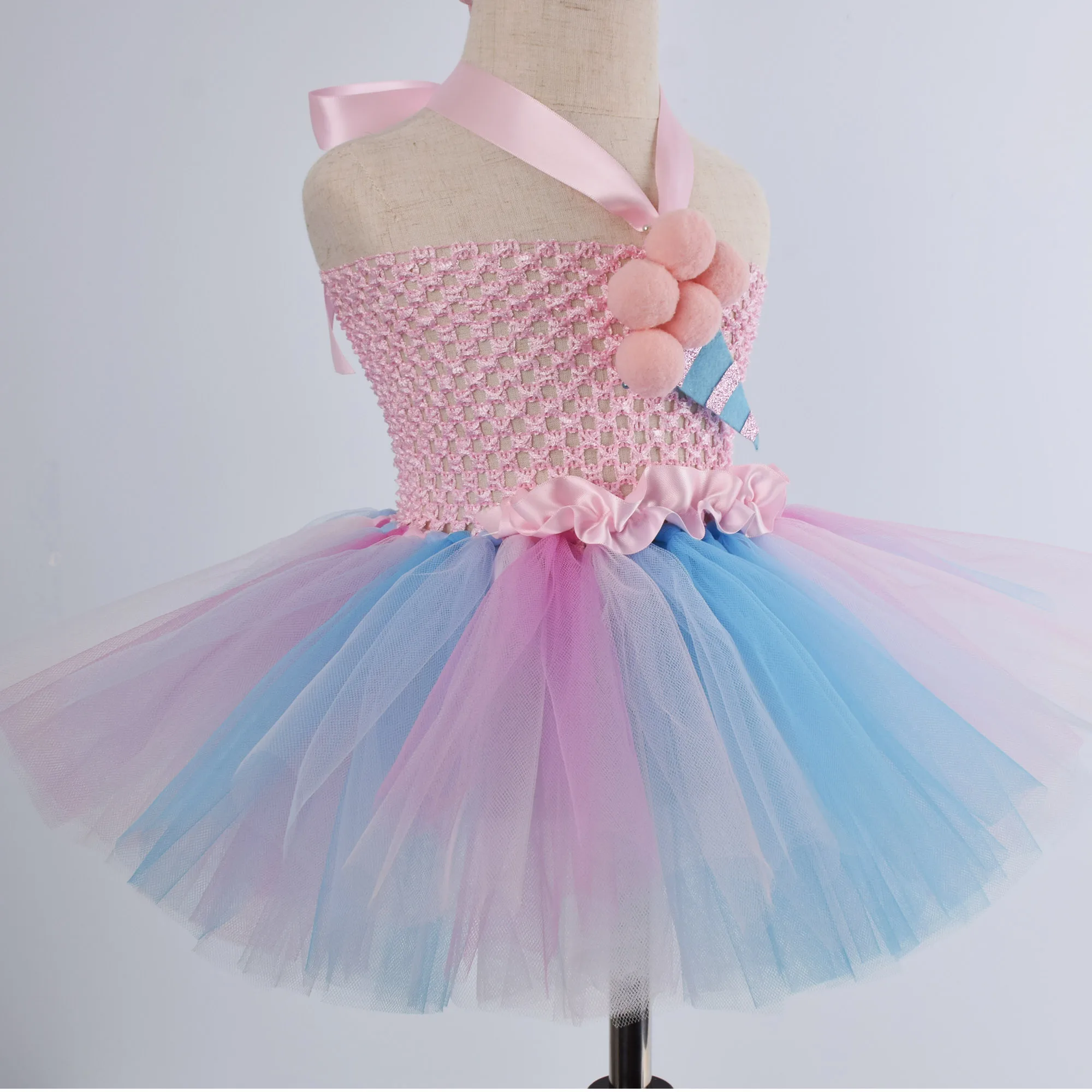 Girls Ice Cream Tutu Dress Baby Girl Sweet Pink Birthday Party Tulle Dresses Kids Gift Halloween Costume 1-12Y | Детская одежда и