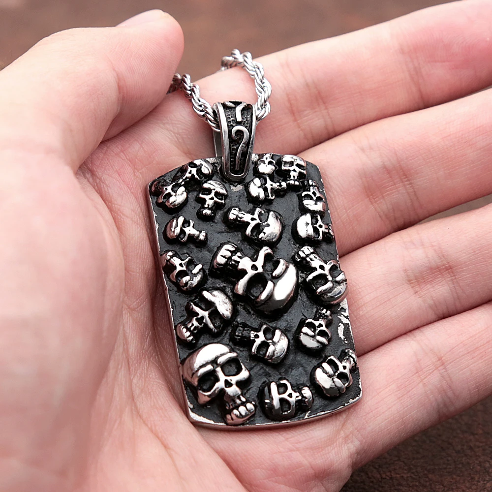 Мужская цепочка с подвеской в виде черепа из нержавеющей стали | Украшения и