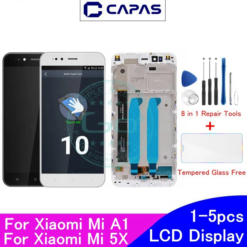 1 5 шт. для Xiaomi Mi A1 ЖК дисплей + рамка 10 сенсорный экран 5X дигитайзер Запасные