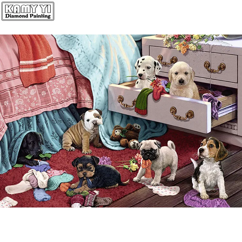 Новый 2020 полный квадратный дрель 5D DIY Алмазная картина озорные собаки вышивка