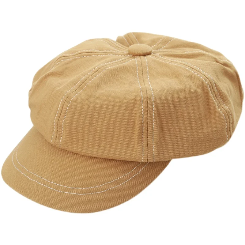 

2021 New Female British Style Retro Octagonal Hat Female Black Hat Korean Version Joker Japanese Open Line Newsboy Beret