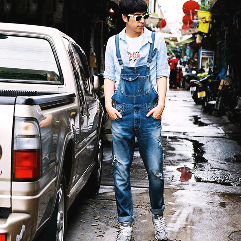 Мужские повседневные Свободные Комбинезоны с карманами удобные джинсовые