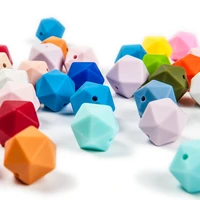 cute idea silicone beads polygon 14mm 500pcs sensory baby teether icosahedron toy bpa free nursing necklace pacifier pendant