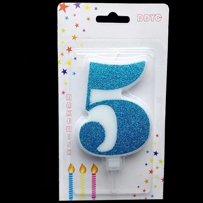 1 шт.,, голубые свечи с цифрами на день рождения, 1, 2, 3, 4, 5, 6, 7, 8, 9, 0, детские свечи на день рождения для торта, вечерние украшения, свечи - Цвет: 5