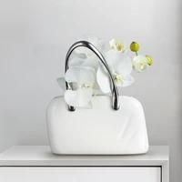 modern ceramic tote bag vaseartificial flower set accessories home furnishing crafts store coffee table figurines decoration