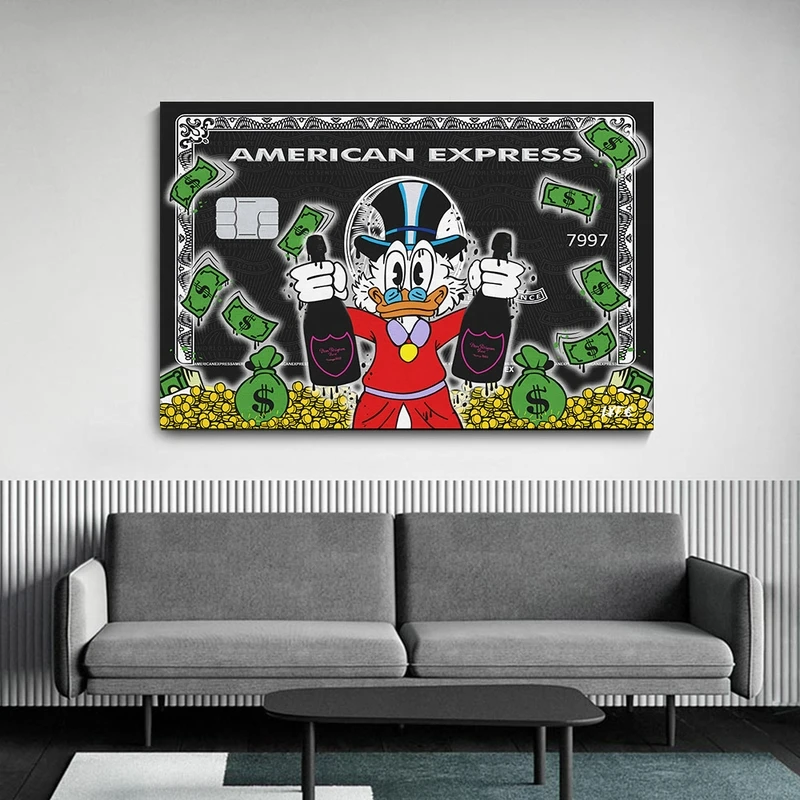 Alec Монополия Диснея Дональд Дак Холст Картина граффити миллионер деньги улица