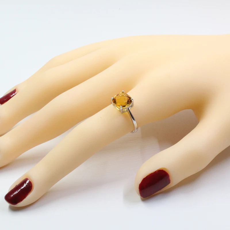 Женское кольцо из серебра 100% пробы с цитрином|silver citrine ring|jewelry wedding ringsjewelry rings |