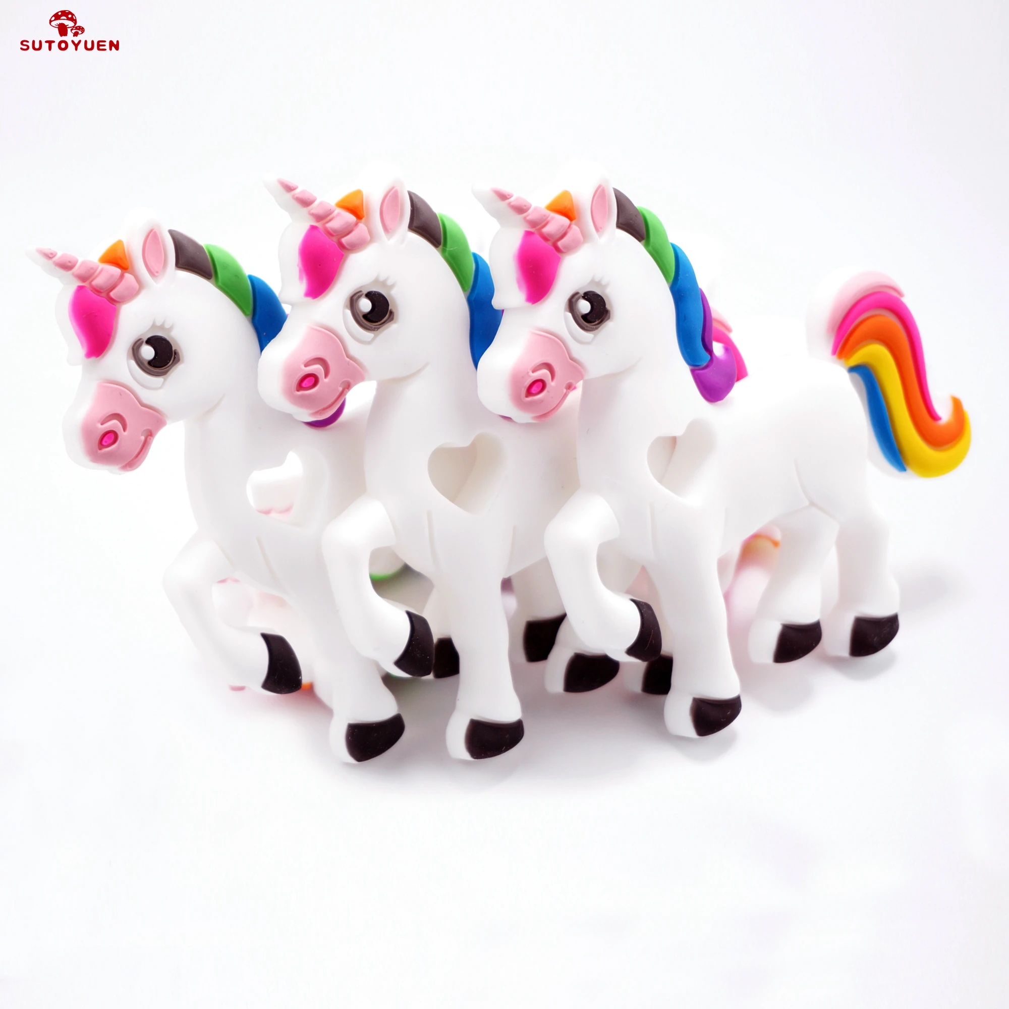 20PCS BPA Free Silicone Beads Unicorn Teether DIY Teething Pendant Necklace Sensory Toy Accessories Food Grade Baby Teethers | Мать и