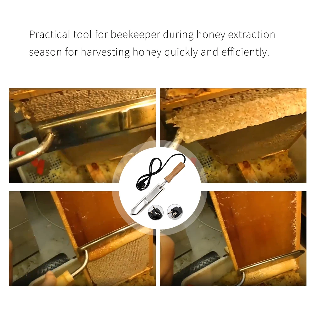 

Electric Honey Knife Bee Beekeeping Equipment Cutting Knife Heating Handle Wooden Tools Stainless Steel Scraper EU/US Plug