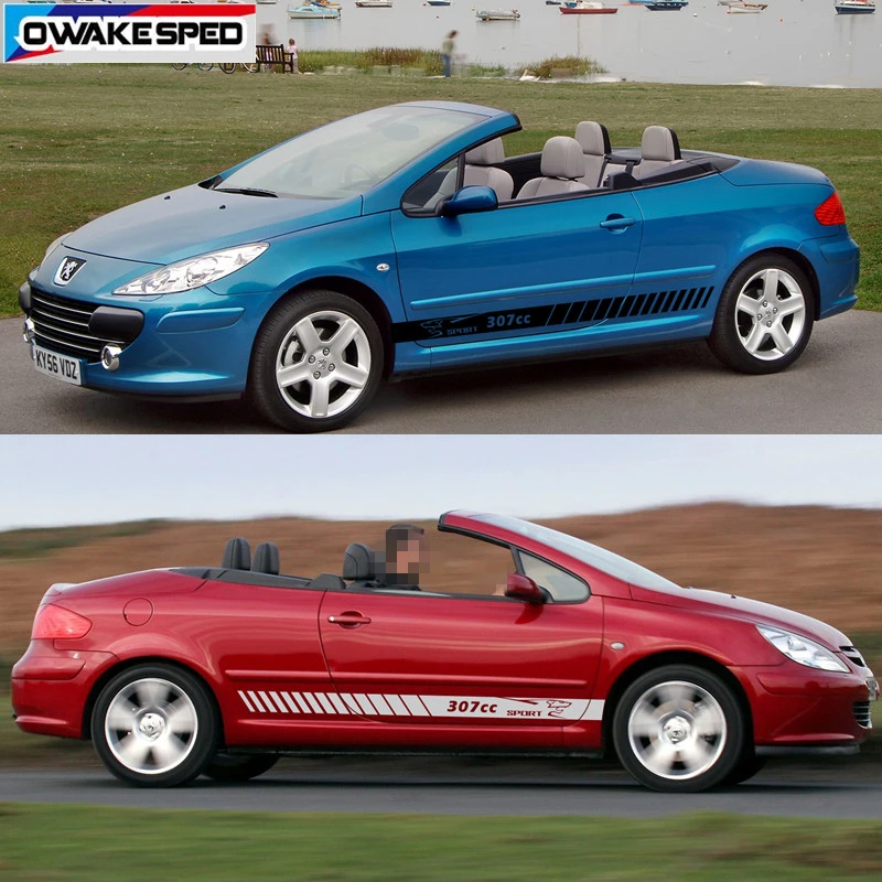 Для peugeot 308 307 Спортивная боковая юбка в полоску стикер Корпус автомобильной двери декор наклейка авто индивидуальные наклейки s