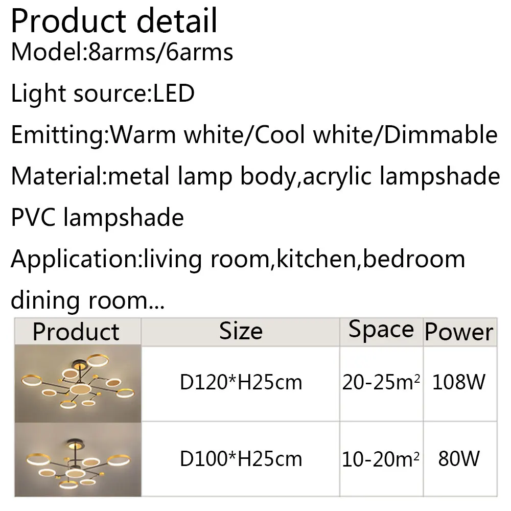 

Creative Modern Led Chandelier Lustre 110V 220V Surface mount Chandelier Lamp for Living room Bedroom Dining room Kitchen Lustre