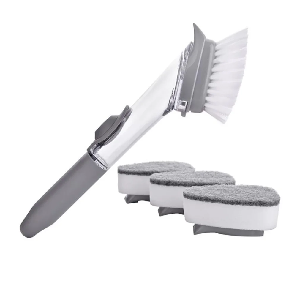 4 головки щетка для мытья посуды средство мыло диспенсер ложки с длинной ручкой