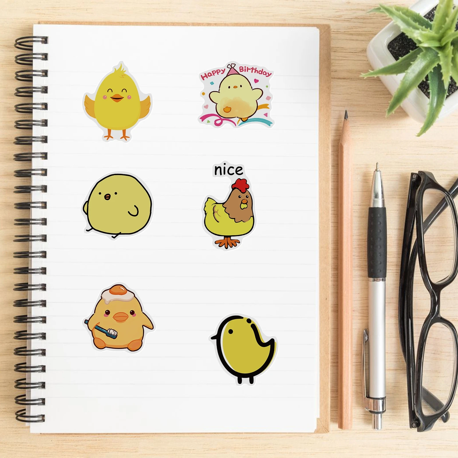 50 шт. Мультяшные животные желтые курицы милые граффити наклейки для DIY чемодан