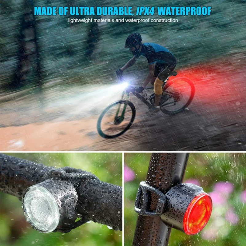 

USB Charging Safety Warning Light Waterproof Bright LED Bicycle Headlight Taillight Bicycle Rear Tail Light Warning